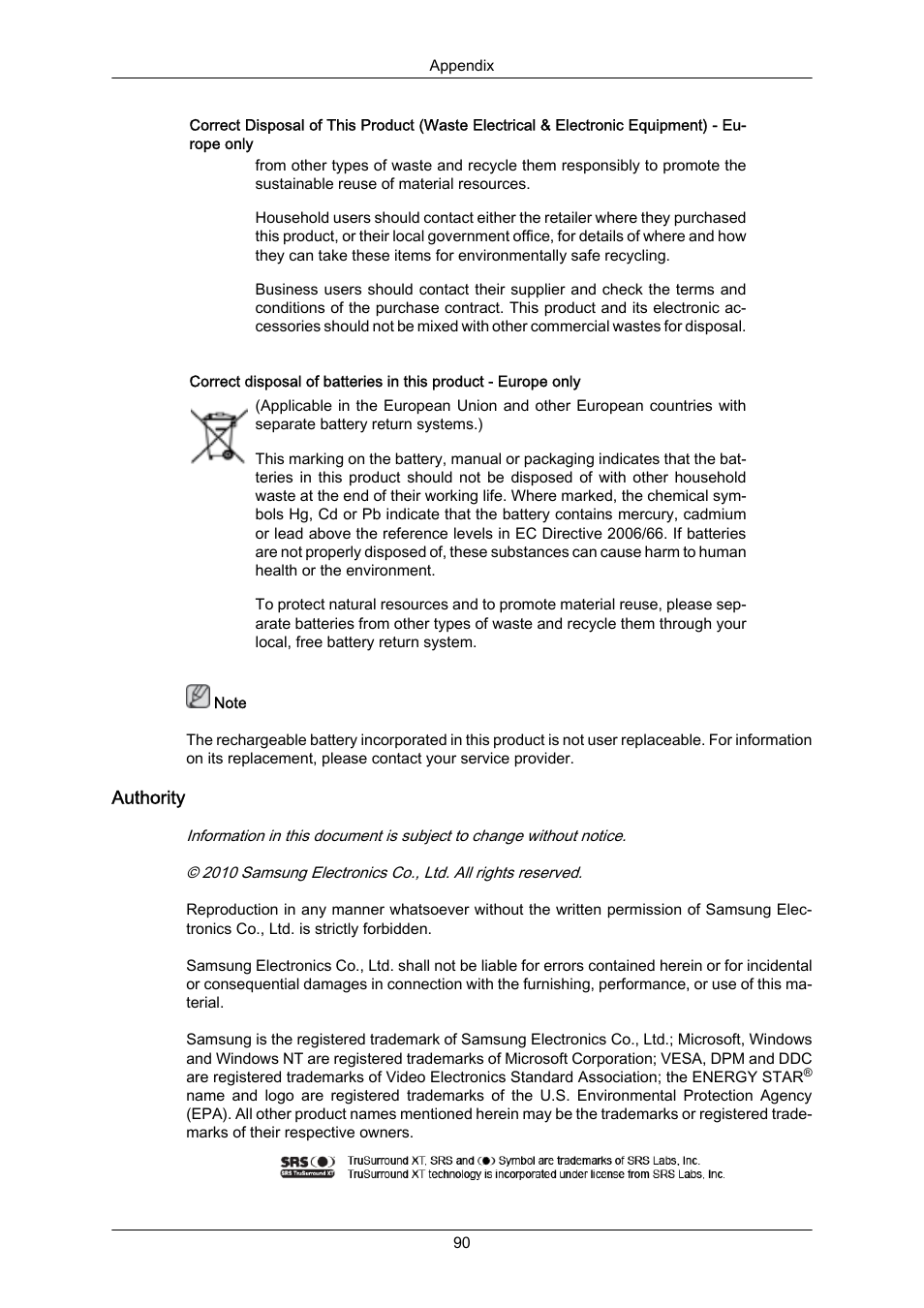 Authority | Samsung P63FP-2 User Manual | Page 116 / 117