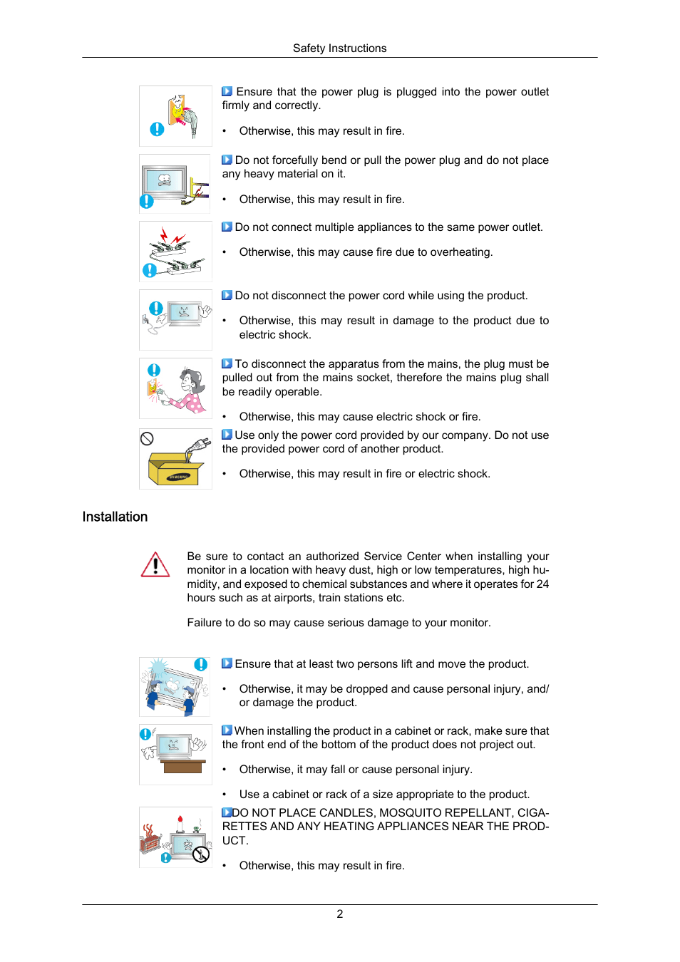 Installation | Samsung P63FP-2 User Manual | Page 3 / 117