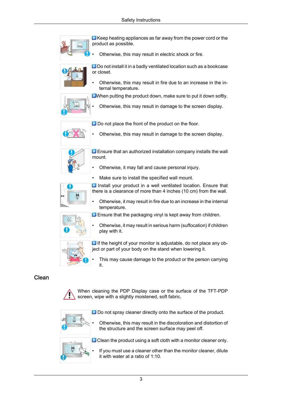Clean | Samsung P63FP-2 User Manual | Page 4 / 117