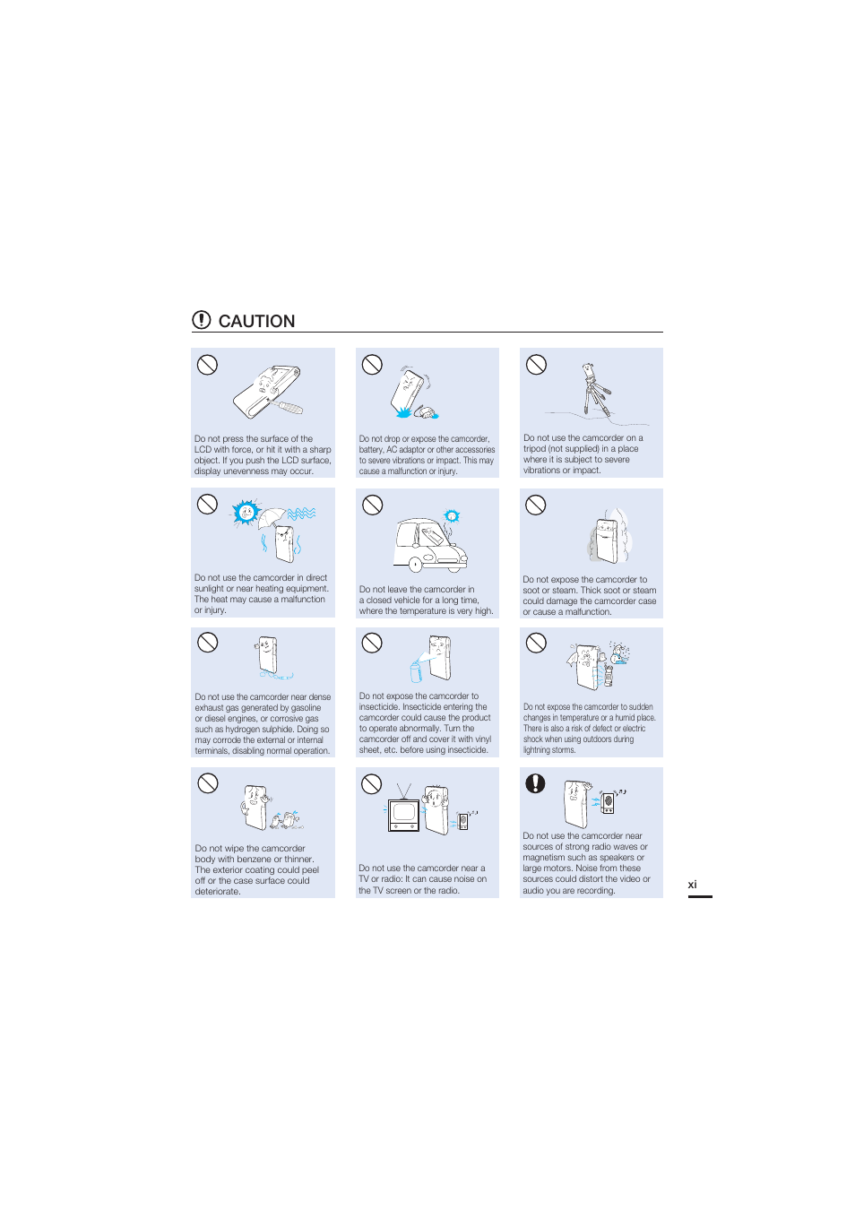 Caution | Samsung HMX-U20SN User Manual | Page 11 / 94