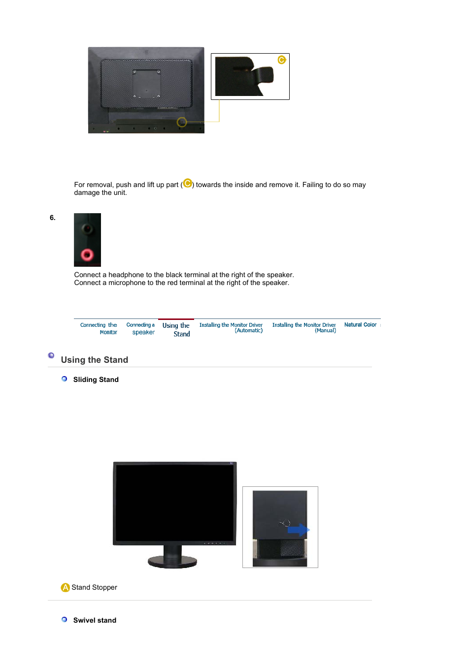 Using the stand | Samsung 225BW User Manual | Page 16 / 65