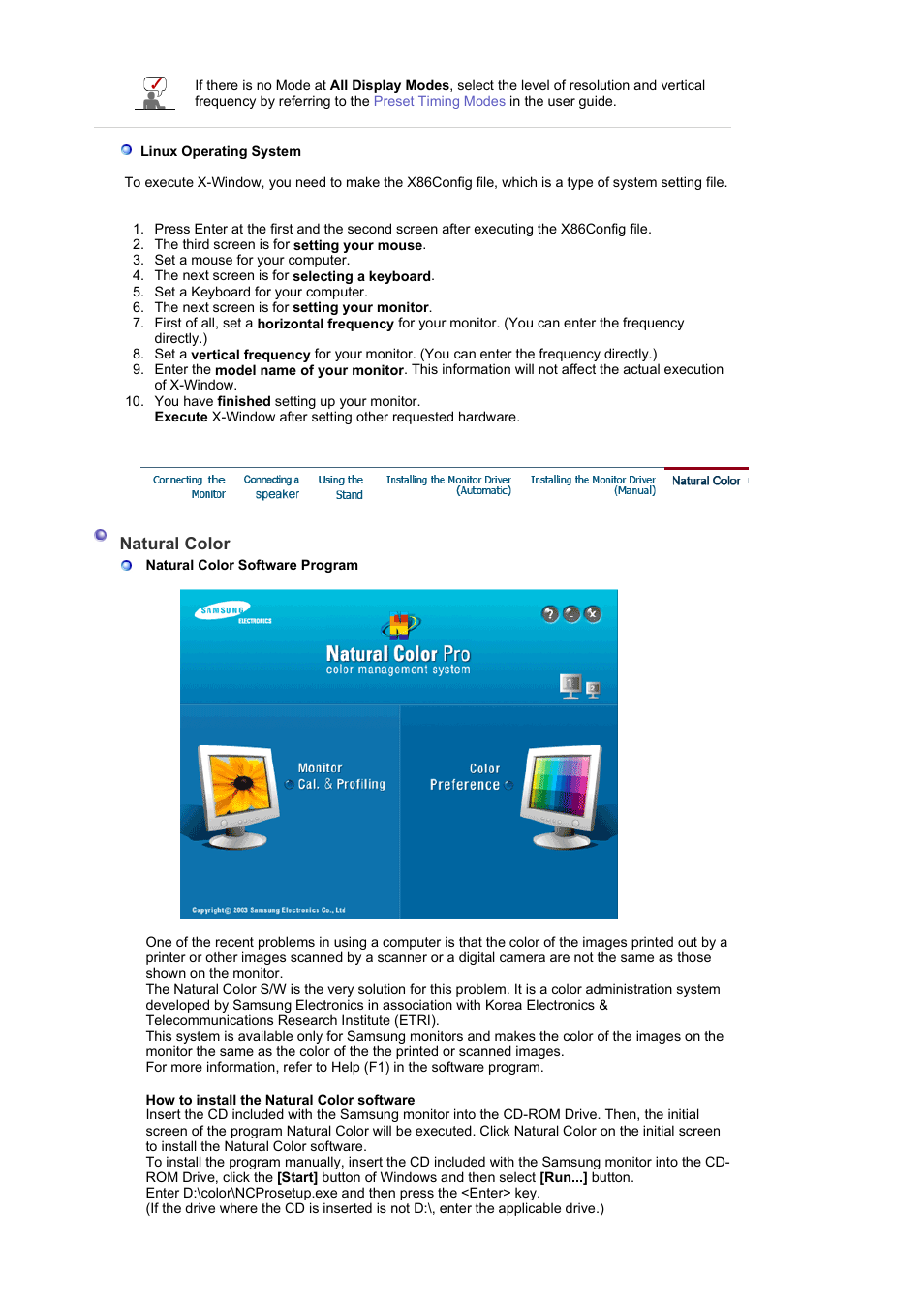 Natual color | Samsung 225BW User Manual | Page 23 / 65