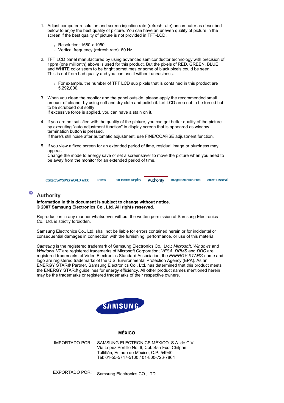 Authority | Samsung 225BW User Manual | Page 59 / 65
