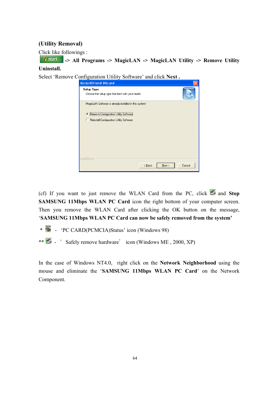 Samsung SWL-2200C User Manual | Page 64 / 82