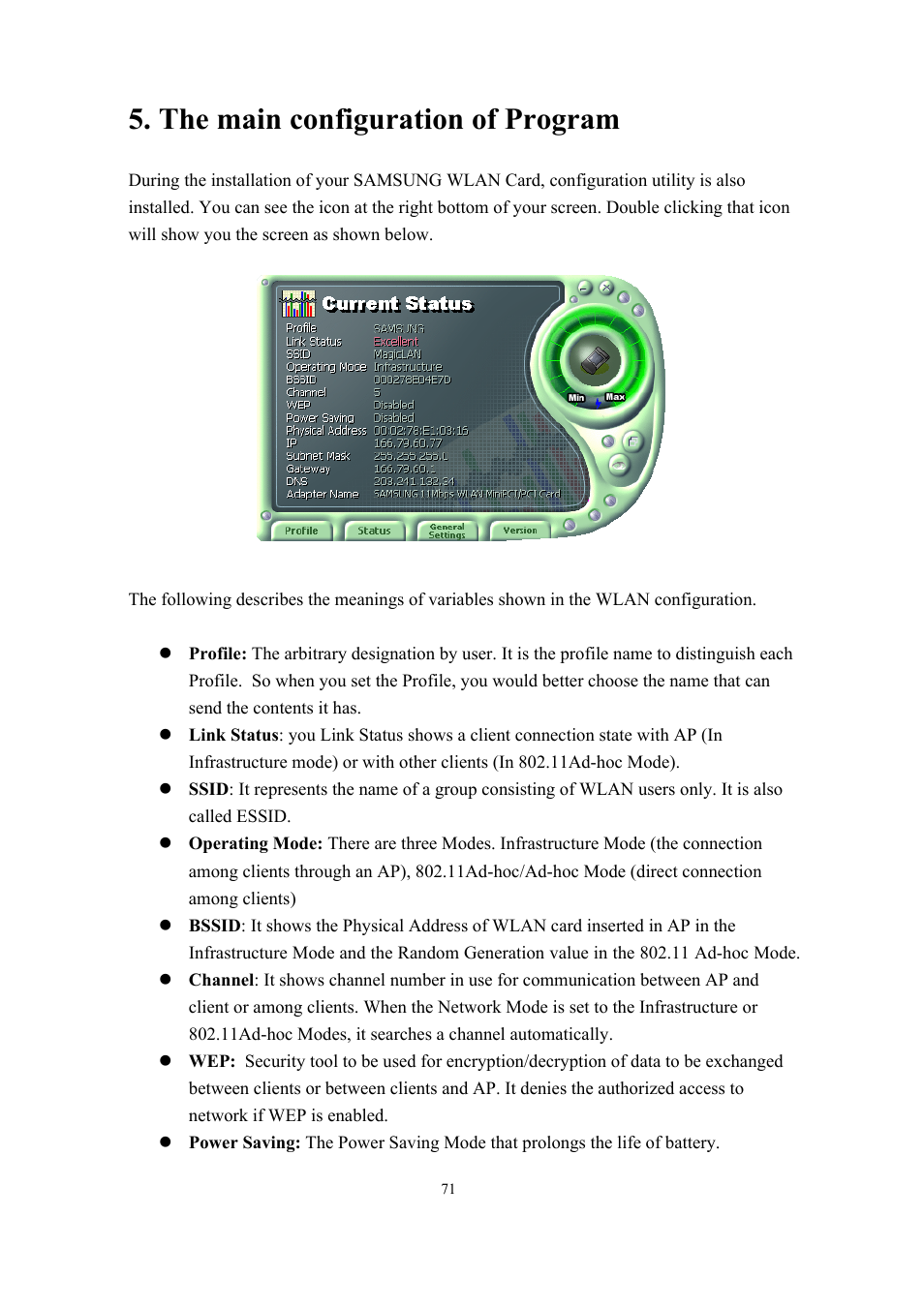 The main configuration of program | Samsung SWL-2200C User Manual | Page 71 / 82