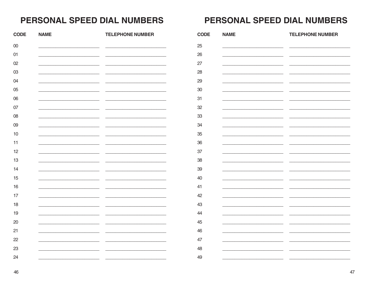 Personal speed dial numbers | Samsung BASIC 12B User Manual | Page 26 / 27