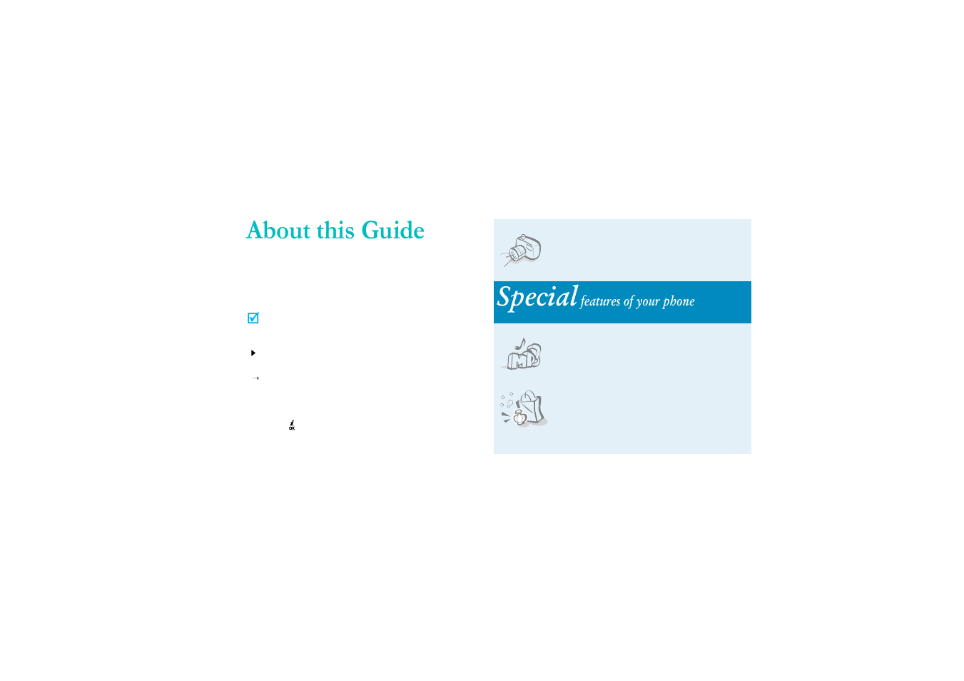 About this guide, Special features of your phone, Special | Features of your phone | Samsung GH68-06997A User Manual | Page 5 / 103