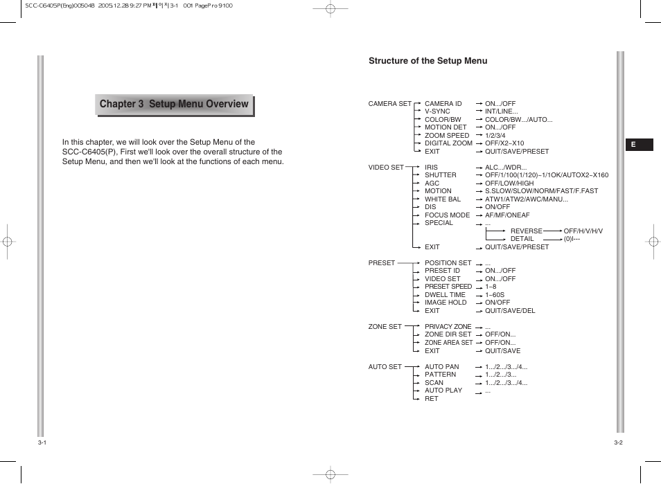 Chapter 3 setup menu overview | Samsung SCC-C6405(P) User Manual | Page 14 / 31