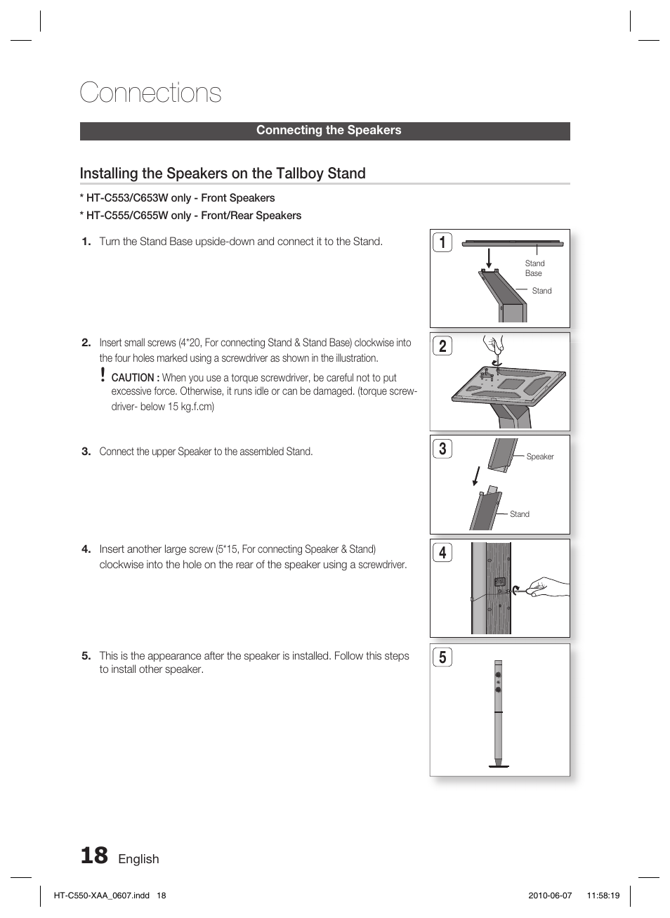 Connections | Samsung HT-C555 User Manual | Page 18 / 51