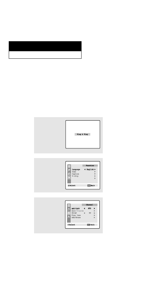 Turning the tv on and off, Plug & play feature | Samsung TXN2734F User Manual | Page 24 / 59