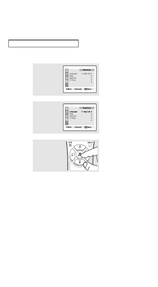 Selecting a menu language | Samsung TXN2734F User Manual | Page 27 / 59