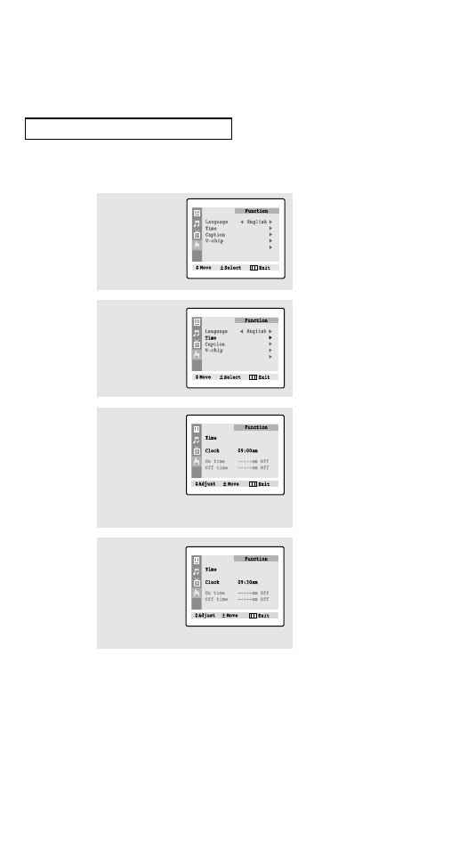 Setting the clock | Samsung TXN2734F User Manual | Page 33 / 59