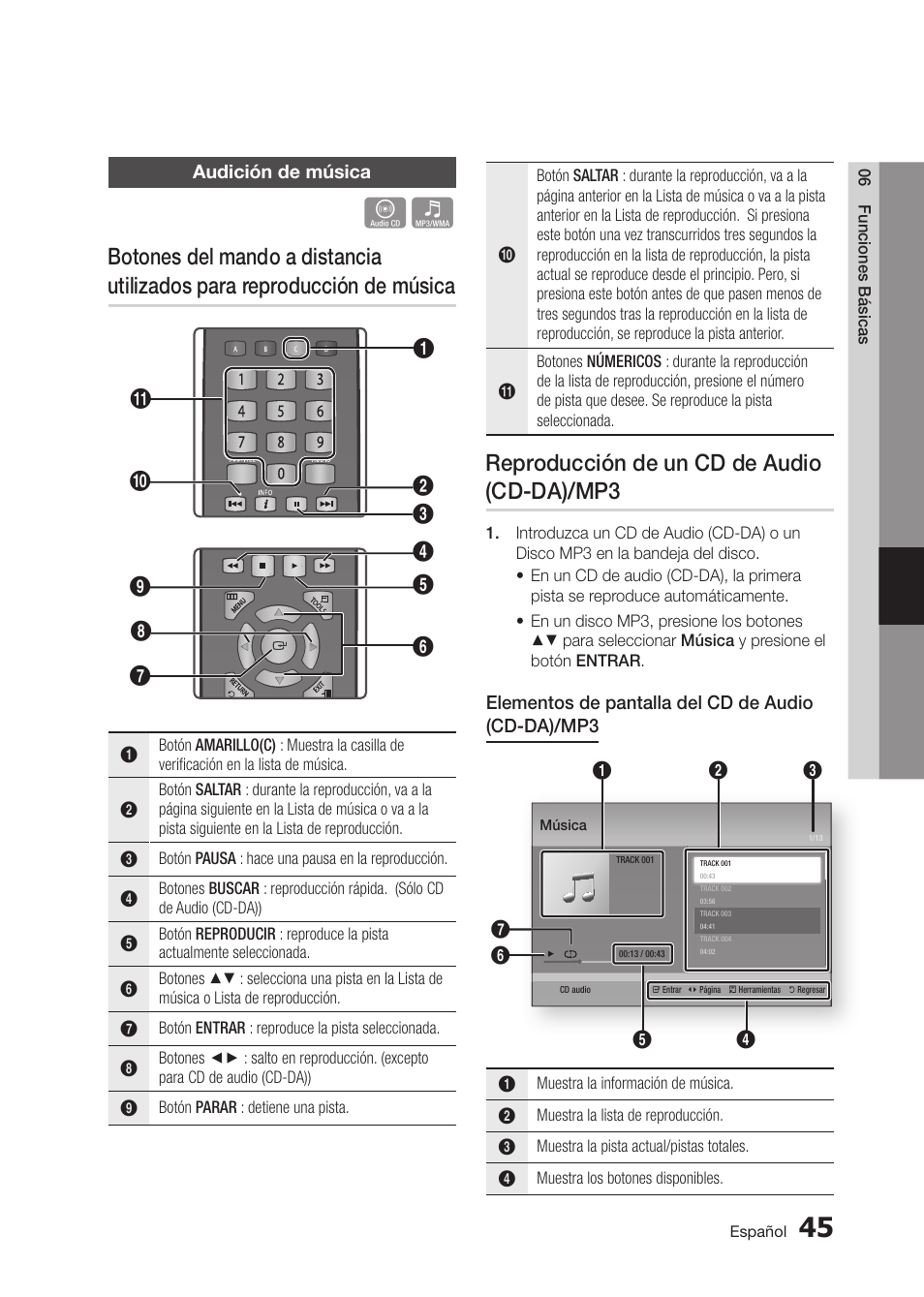 Reproducción de un cd de audio (cd-da)/mp3 | Samsung BD-D5300 User Manual | Page 113 / 135
