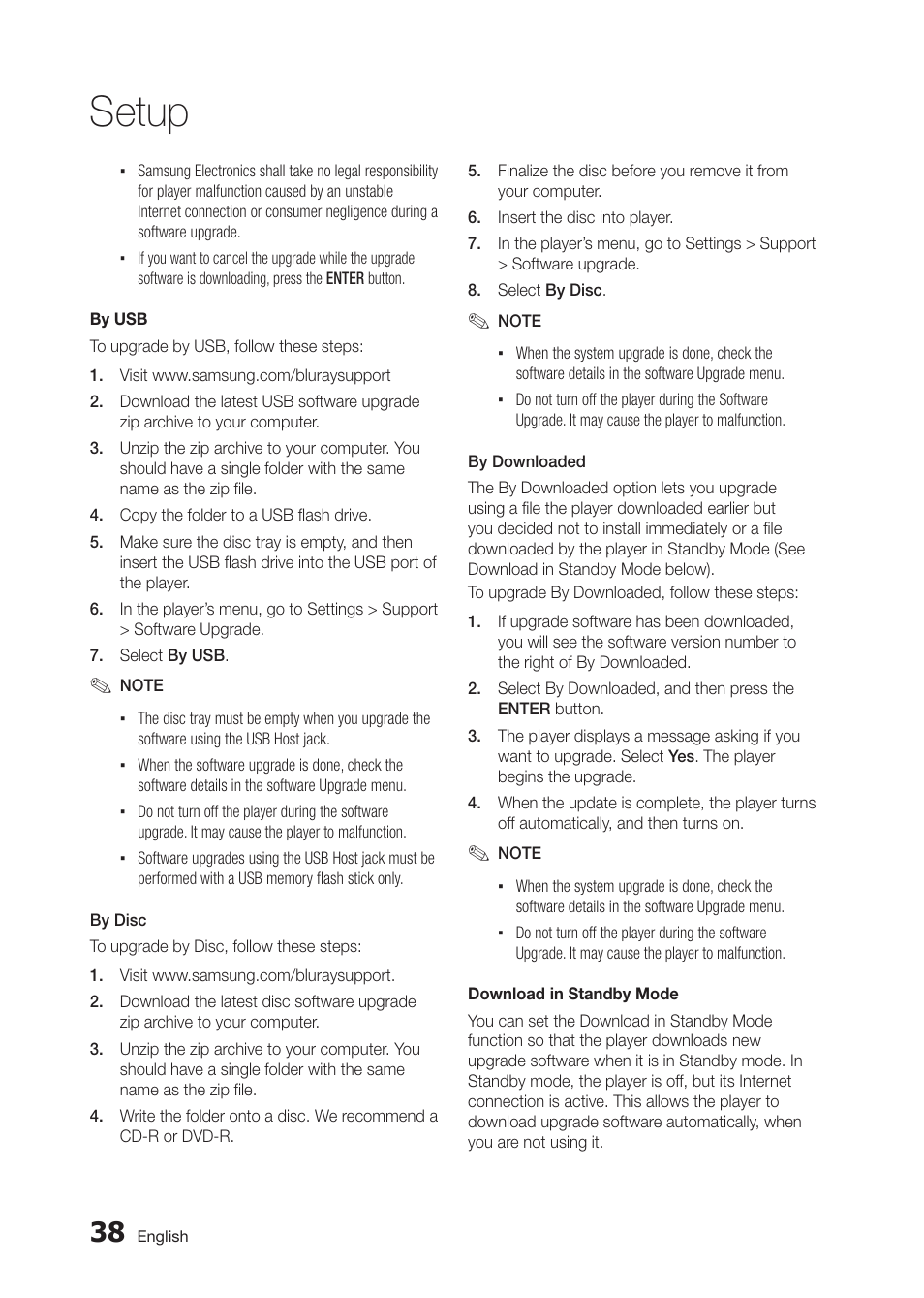 Setup | Samsung BD-D5300 User Manual | Page 38 / 135
