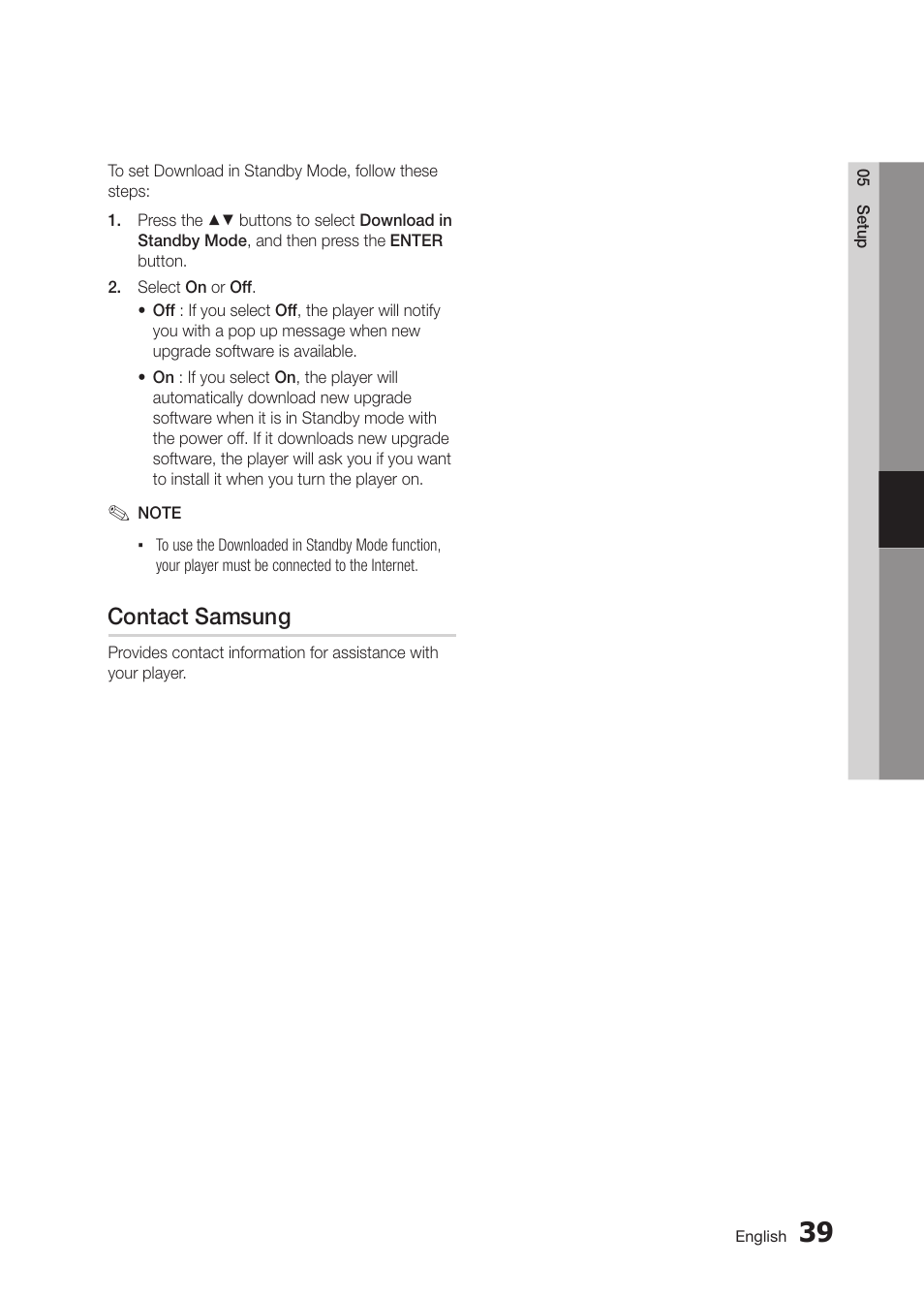 Contact samsung | Samsung BD-D5300 User Manual | Page 39 / 135