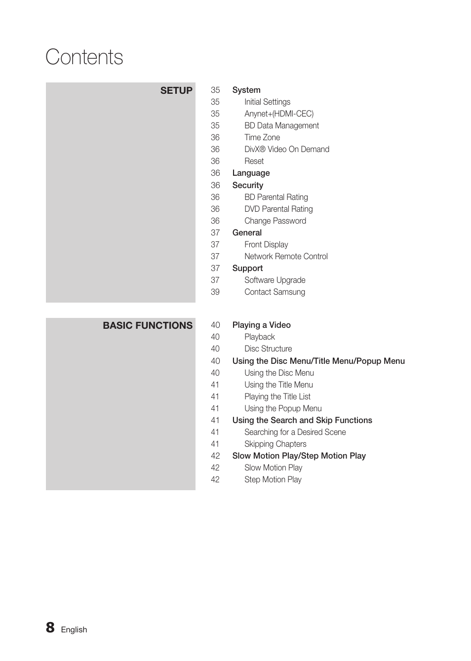 Samsung BD-D5300 User Manual | Page 8 / 135