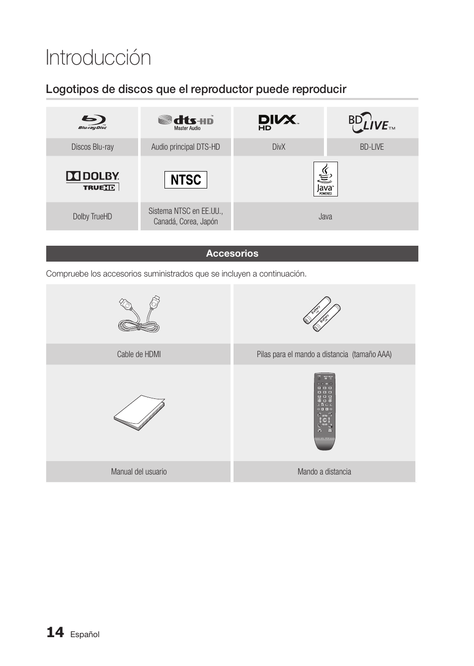Introducción | Samsung BD-D5300 User Manual | Page 82 / 135