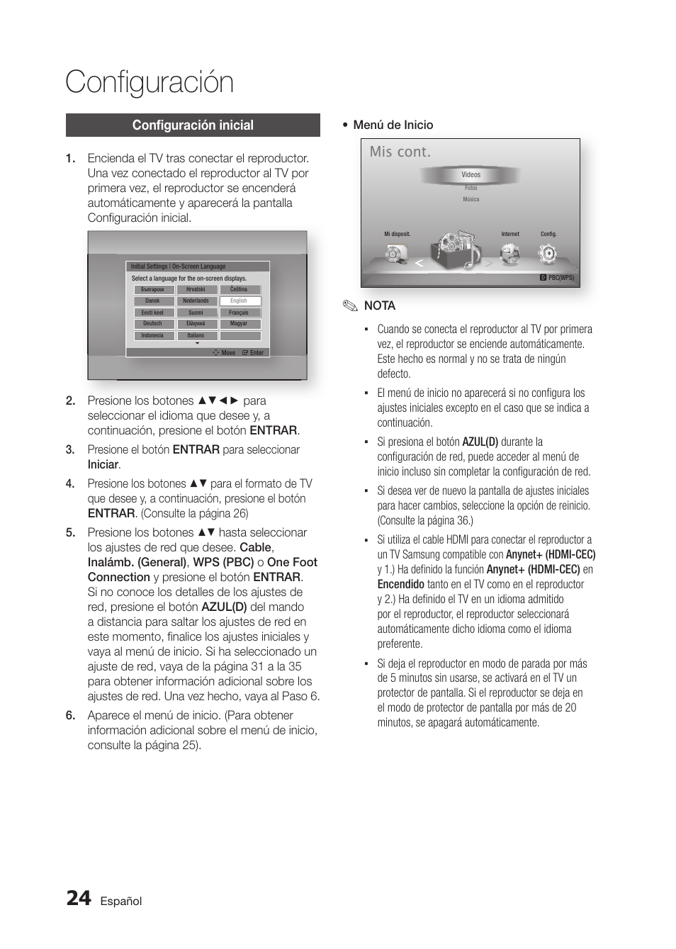 Configuración, Mis cont | Samsung BD-D5300 User Manual | Page 92 / 135