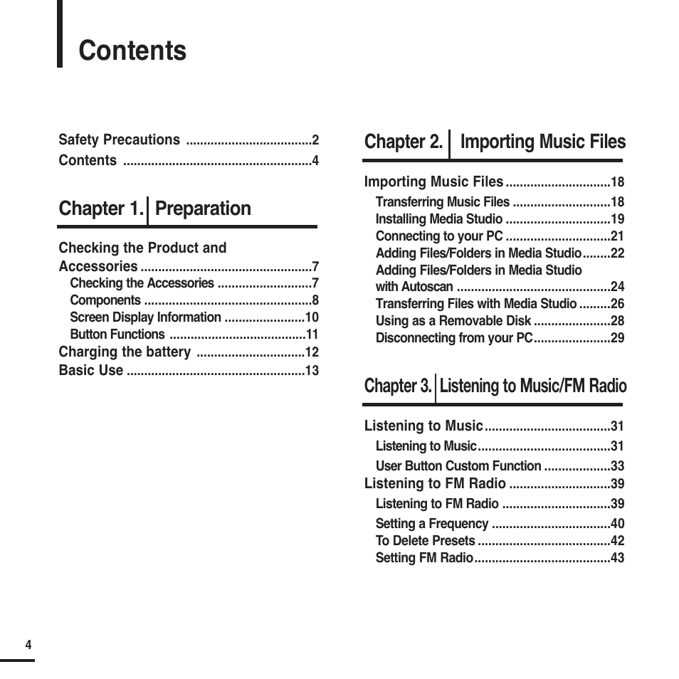 Samsung YP-F2X User Manual | Page 4 / 68
