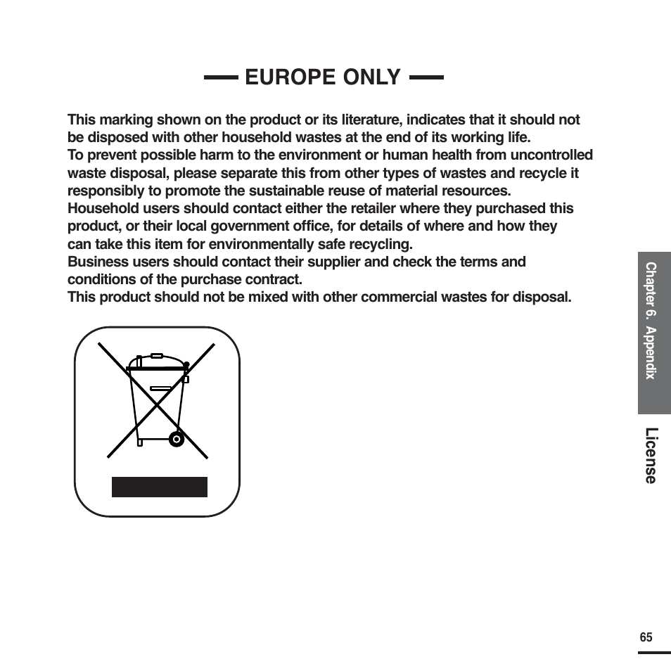 Europe only | Samsung YP-F2X User Manual | Page 65 / 68