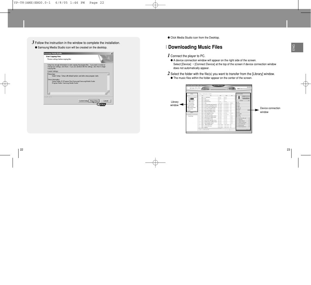 Using media studio, Installing media studio, Idownloading music files 1 | Samsung YP-T8 User Manual | Page 12 / 50