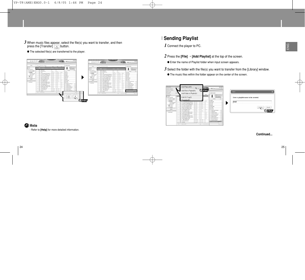 Using media studio, I sending playlist 1 | Samsung YP-T8 User Manual | Page 13 / 50