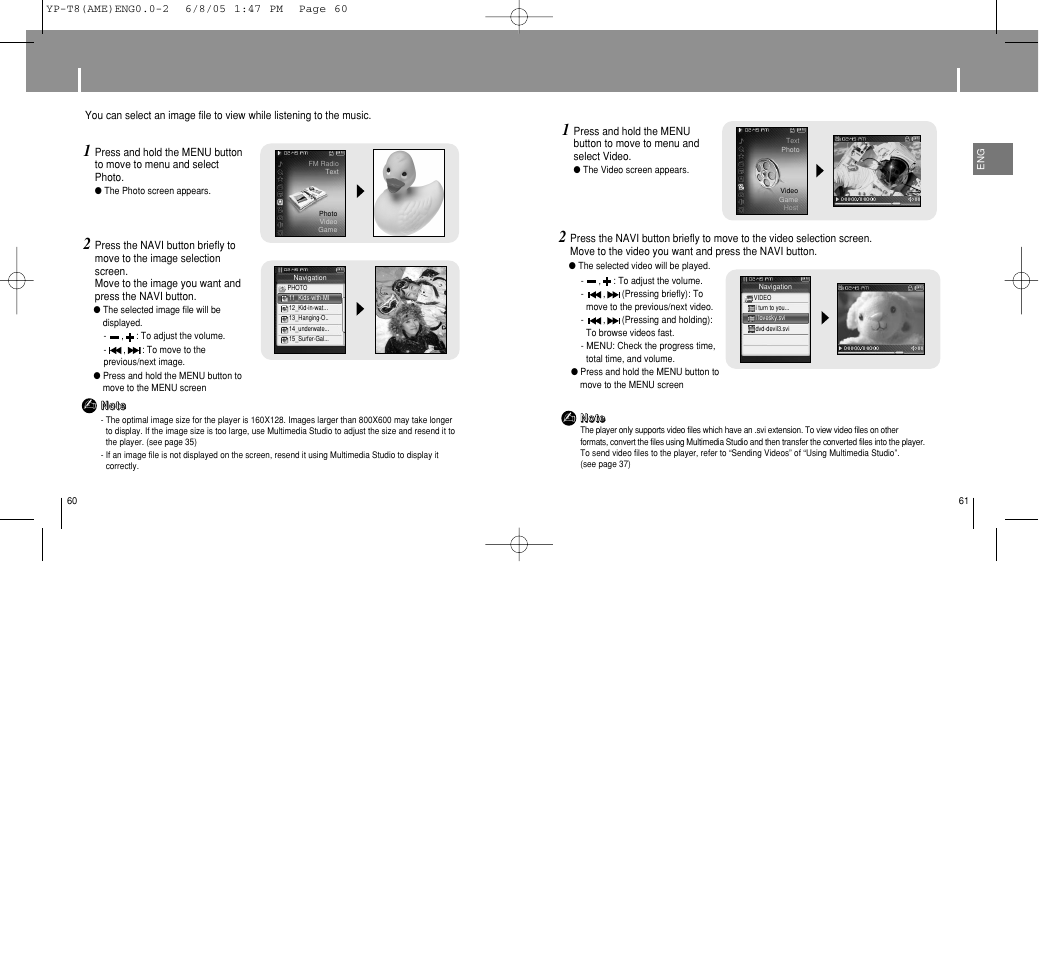 Viewing an image, Viewing a video | Samsung YP-T8 User Manual | Page 31 / 50