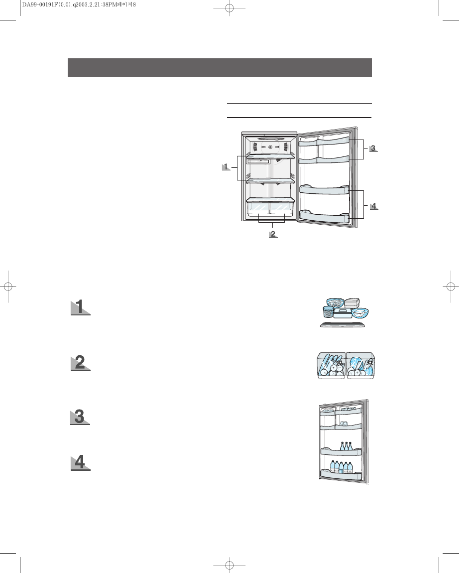 Making ice, Storing food in the refrigerator or freezer, A. refrigerator | Samsung RB2044SL User Manual | Page 9 / 15