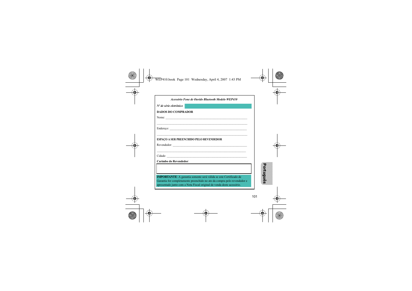 Samsung WEP 410 User Manual | Page 104 / 107