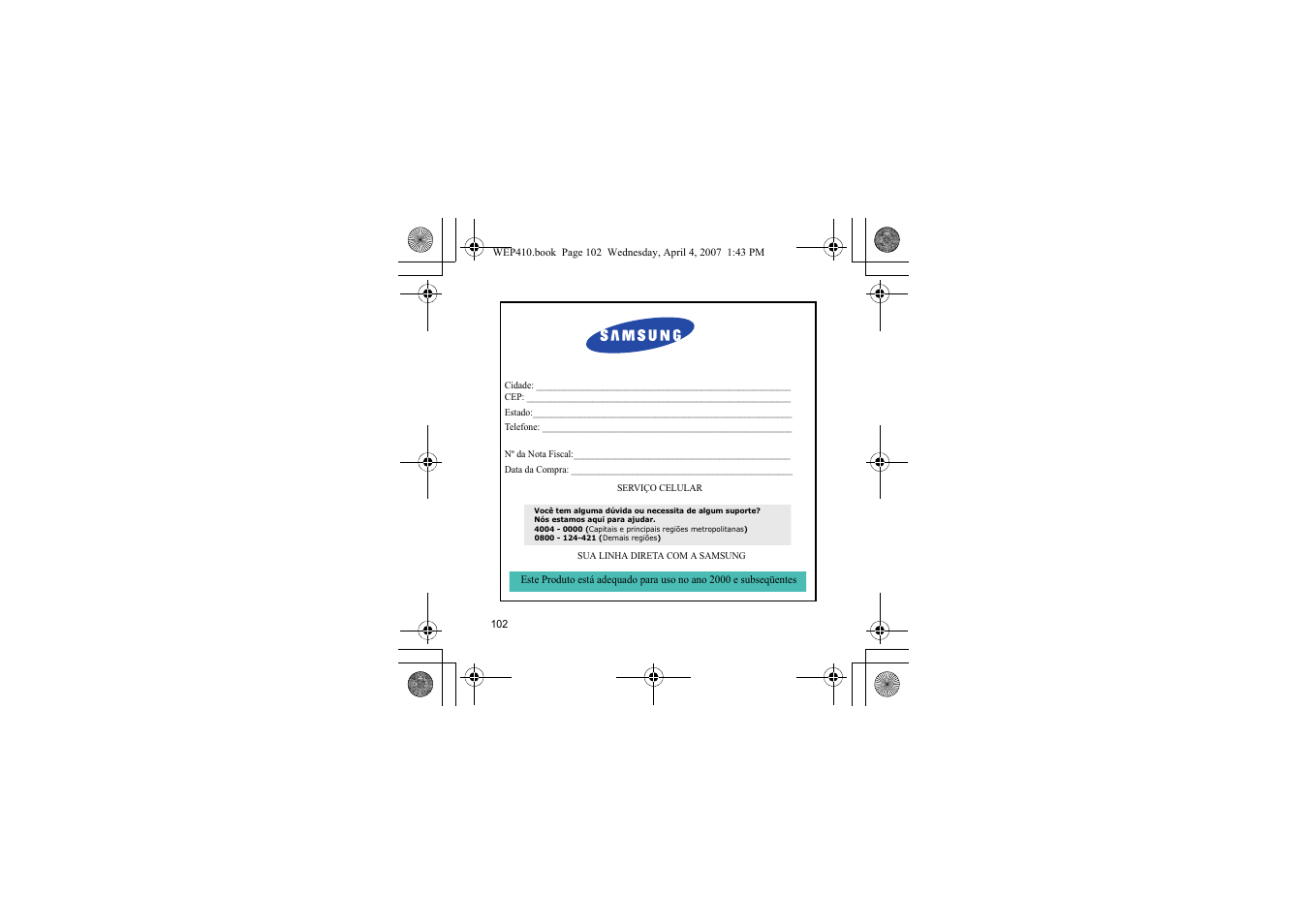 Samsung WEP 410 User Manual | Page 105 / 107