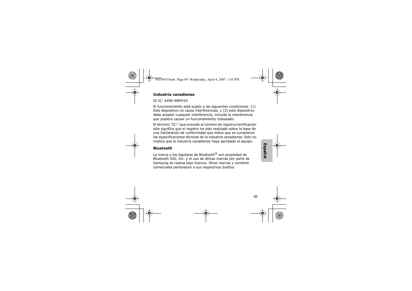 Samsung WEP 410 User Manual | Page 72 / 107