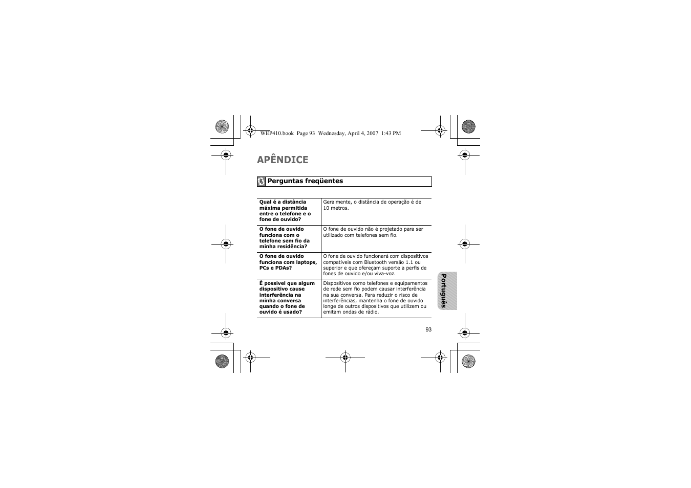 Apêndice | Samsung WEP 410 User Manual | Page 96 / 107