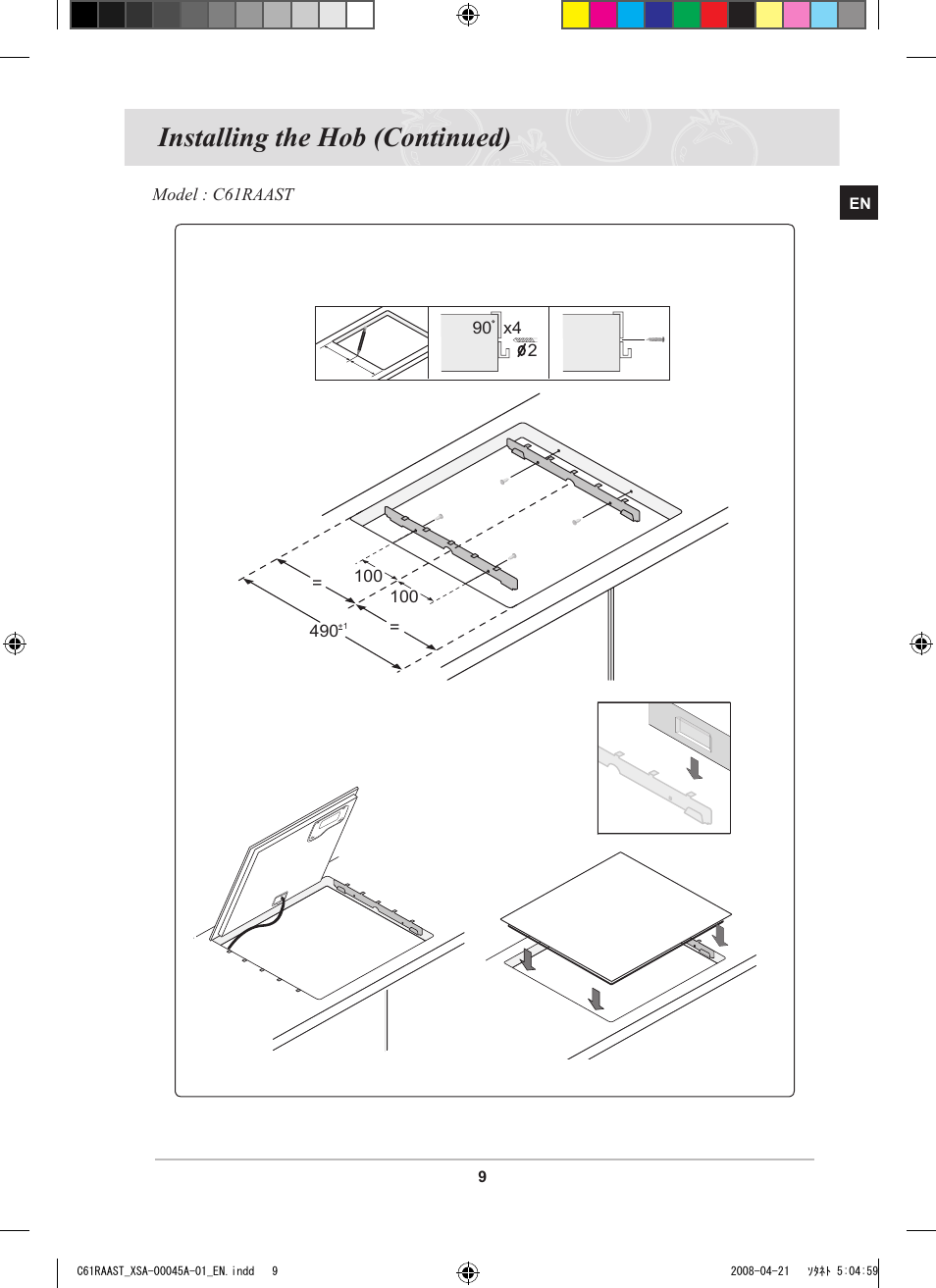 Installing the hob (continued) | Samsung C61RABAL User Manual | Page 11 / 30