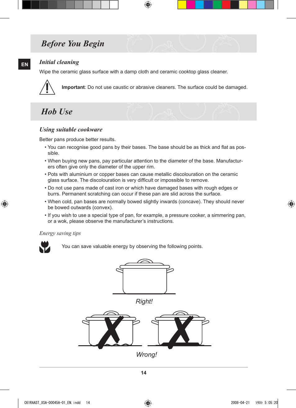 Before you begin, Hob use | Samsung C61RABAL User Manual | Page 16 / 30