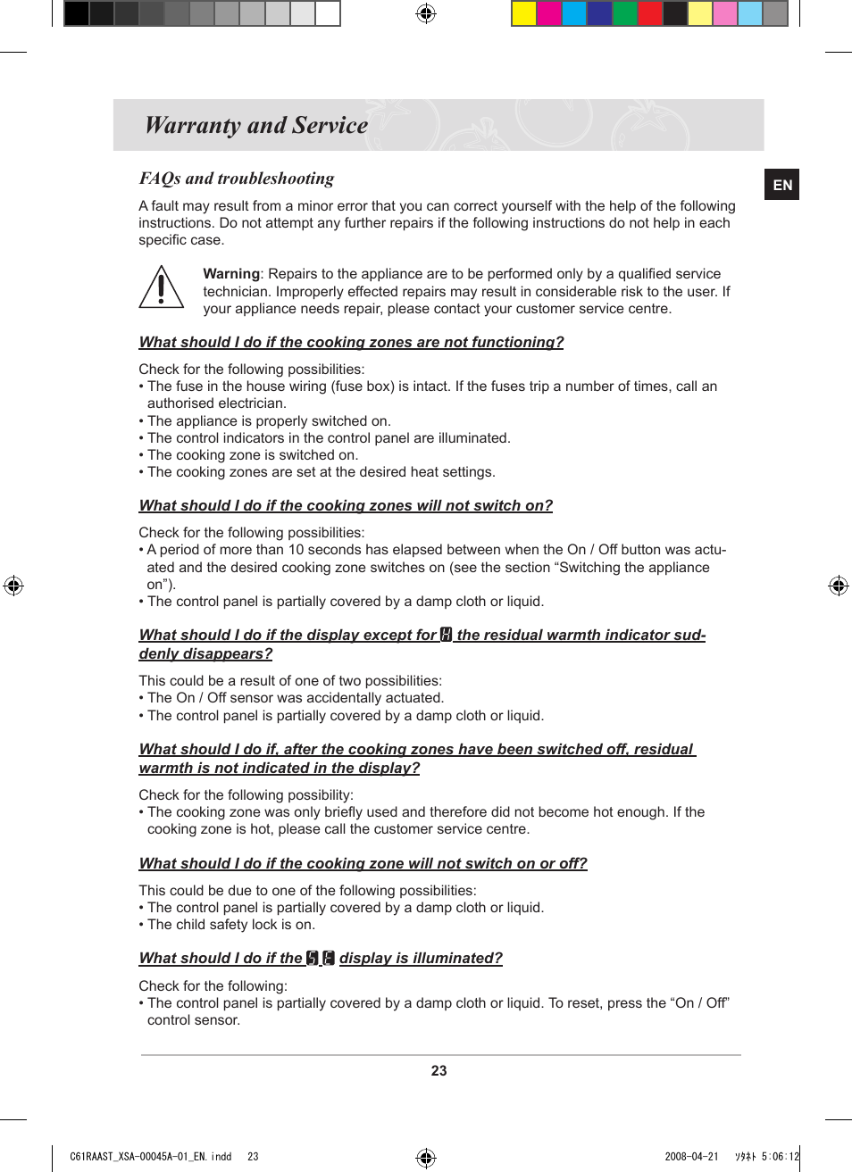 Warranty and service, Faqs and troubleshooting | Samsung C61RABAL User Manual | Page 25 / 30