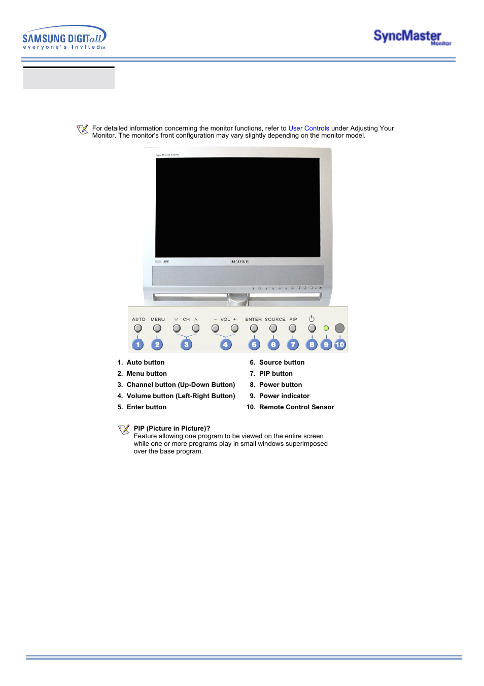 Front | Samsung 173MW User Manual | Page 11 / 63