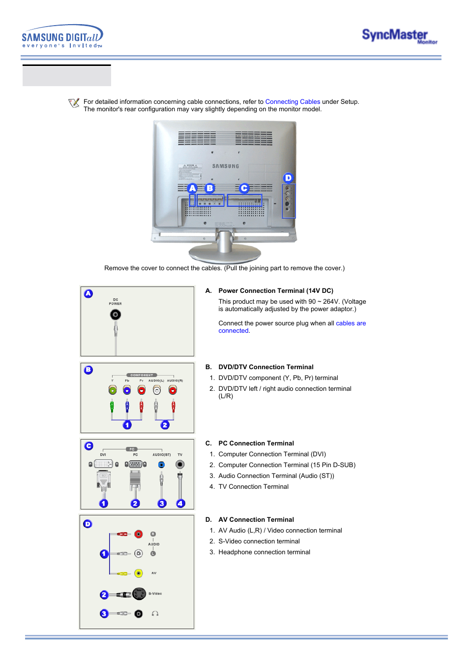 Rear | Samsung 173MW User Manual | Page 12 / 63