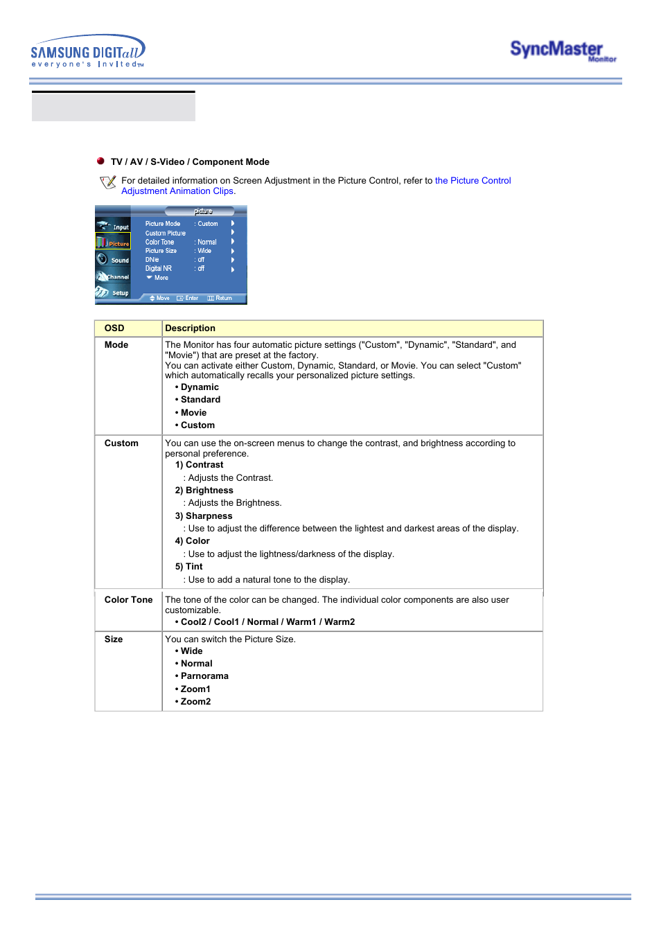 Osd functions | Samsung 173MW User Manual | Page 38 / 63