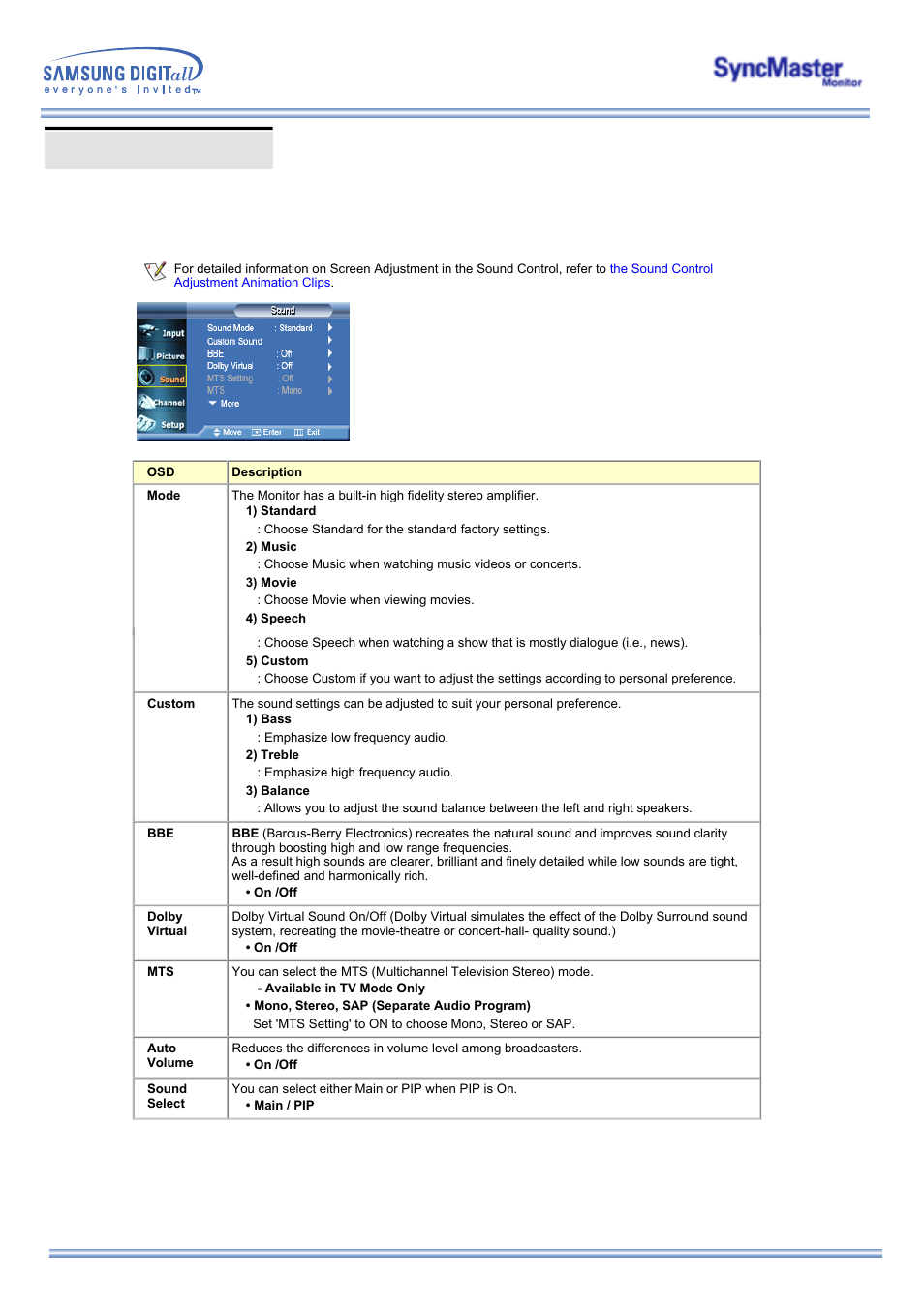 Osd functions | Samsung 173MW User Manual | Page 40 / 63