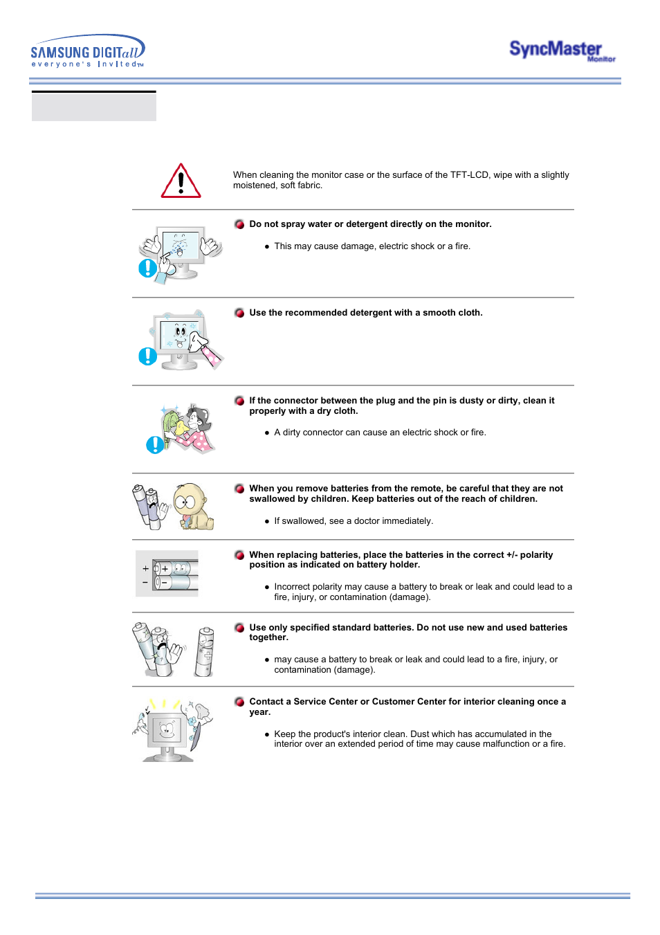 Cleaning | Samsung 173MW User Manual | Page 6 / 63