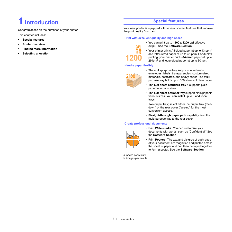Introduction, Special features | Samsung ML-4551N User Manual | Page 10 / 111