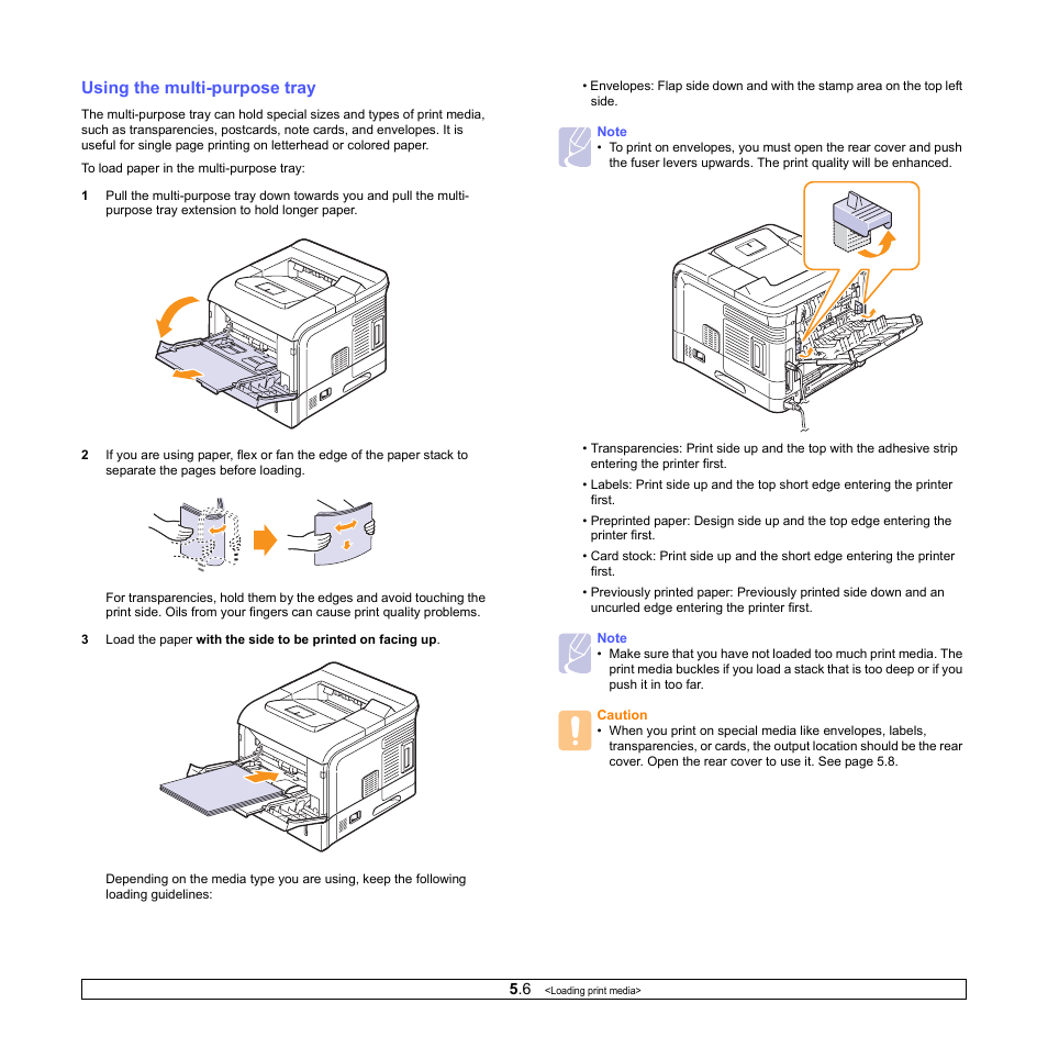 Using the multi-purpose tray | Samsung ML-4551N User Manual | Page 34 / 111