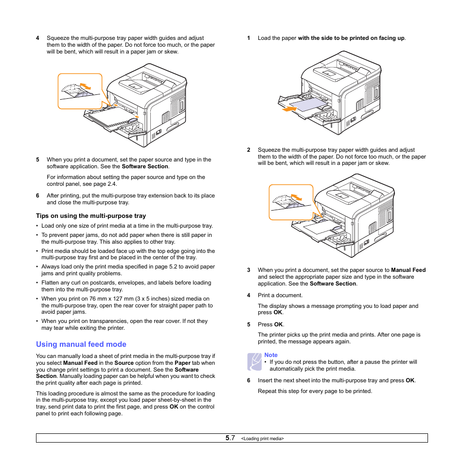 Using manual feed mode | Samsung ML-4551N User Manual | Page 35 / 111