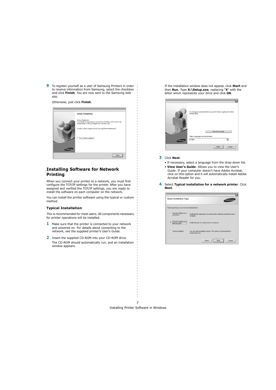 Installing software for network printing, Installing software for network printing” on | Samsung ML-4551N User Manual | Page 78 / 111