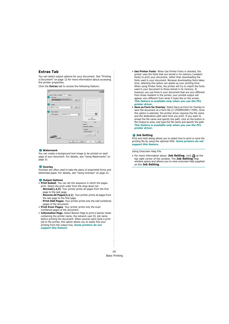 Extras tab | Samsung ML-4551N User Manual | Page 87 / 111