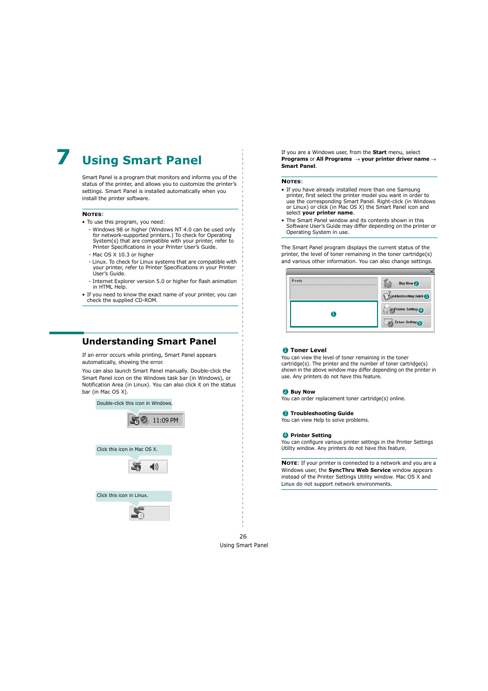 Using smart panel, Understanding smart panel, Chapter 7 | Samsung ML-4551N User Manual | Page 97 / 111