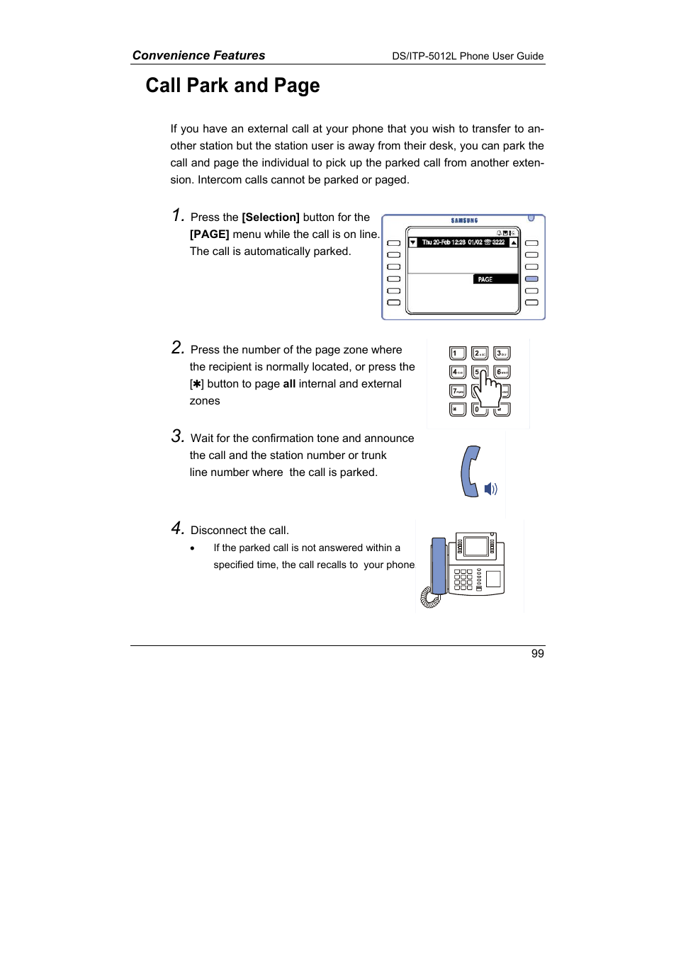 Call park and page | Samsung DS-5012L User Manual | Page 112 / 187