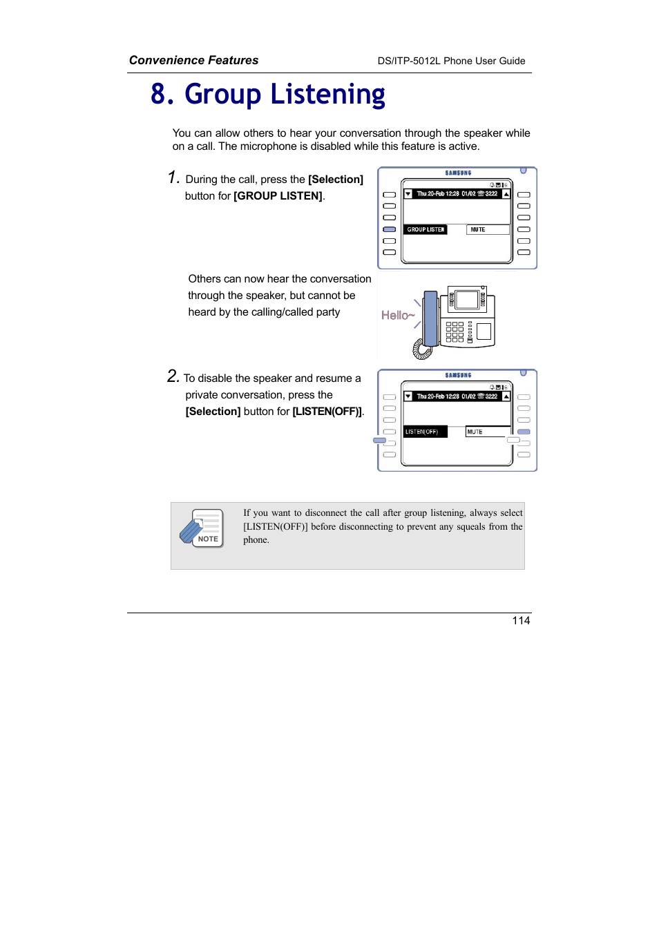 Group listening | Samsung DS-5012L User Manual | Page 127 / 187