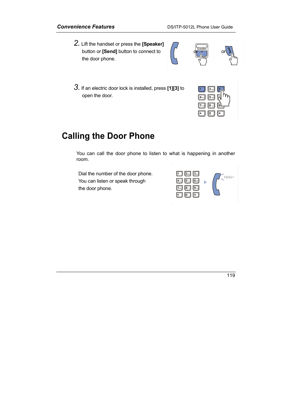 Calling the door phone | Samsung DS-5012L User Manual | Page 132 / 187