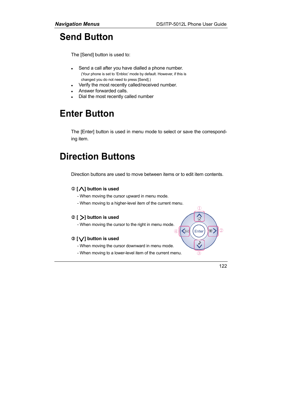 Send button enter button direction buttons, Send button, Enter button | Direction buttons | Samsung DS-5012L User Manual | Page 135 / 187
